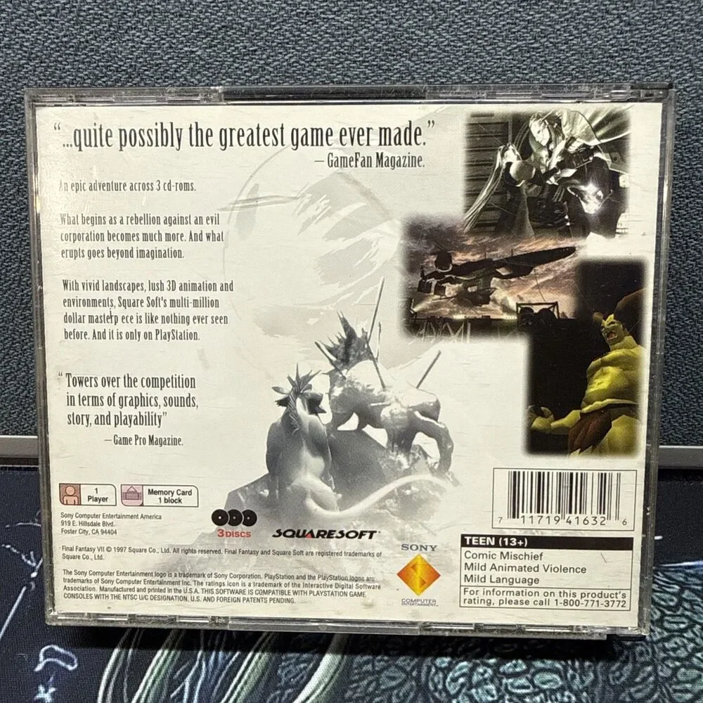 Final Fantasy VII PS1 PlayStation 1 Rare Misprint Back Cover